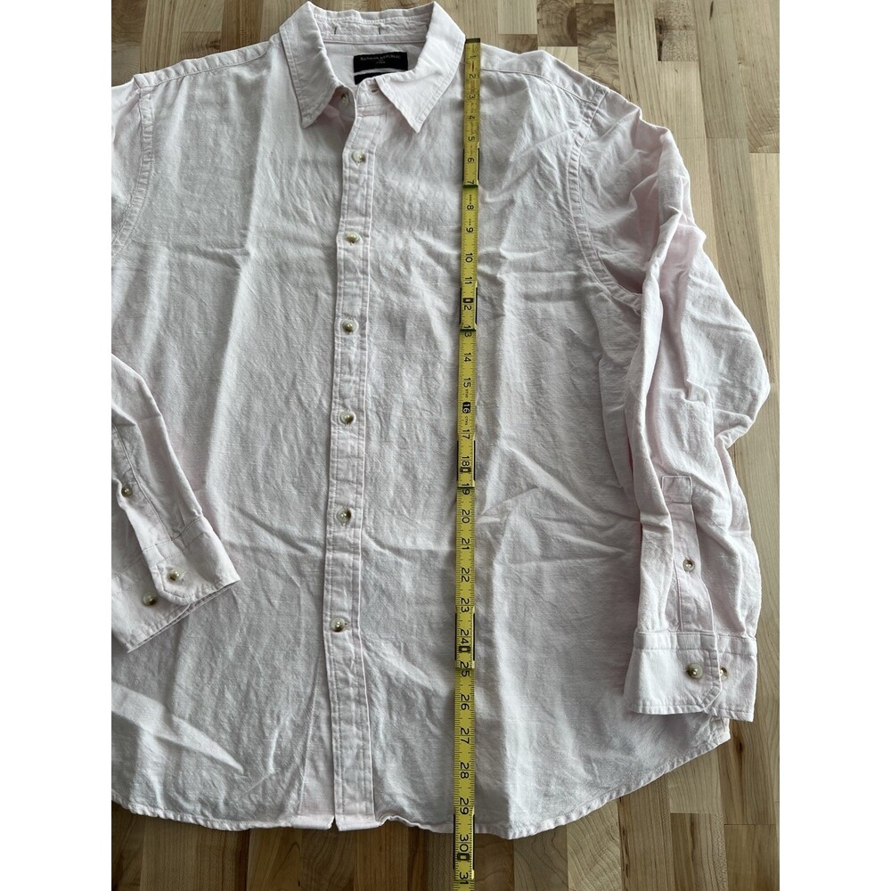 Banana Republic Men's Long Sleeve Button Up Linen Untucked Fit Light Pink XL - Picture 7 of 7